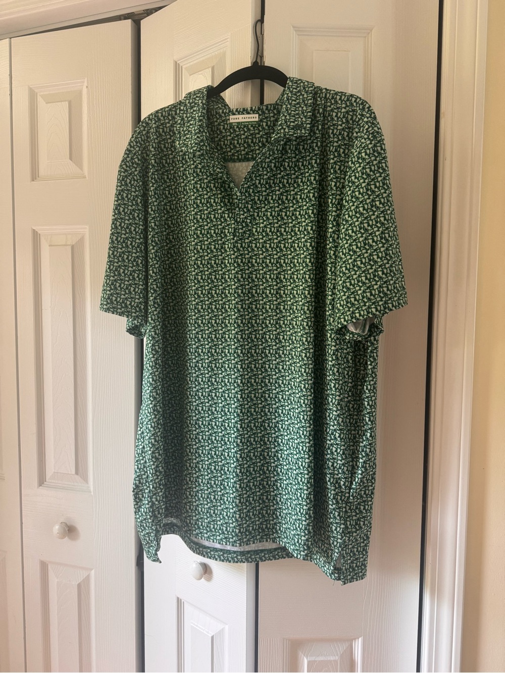 Men's Fore Fathers Green Patterned Short-Sleeve Polo Shirt Golf